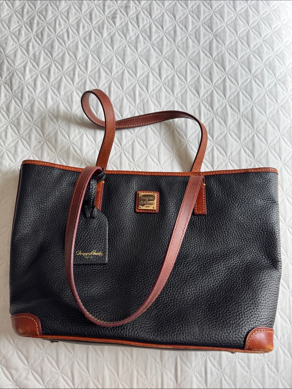Dooney & Bourke Black Pebble Grain Leather Small Lexington Tote Bag
